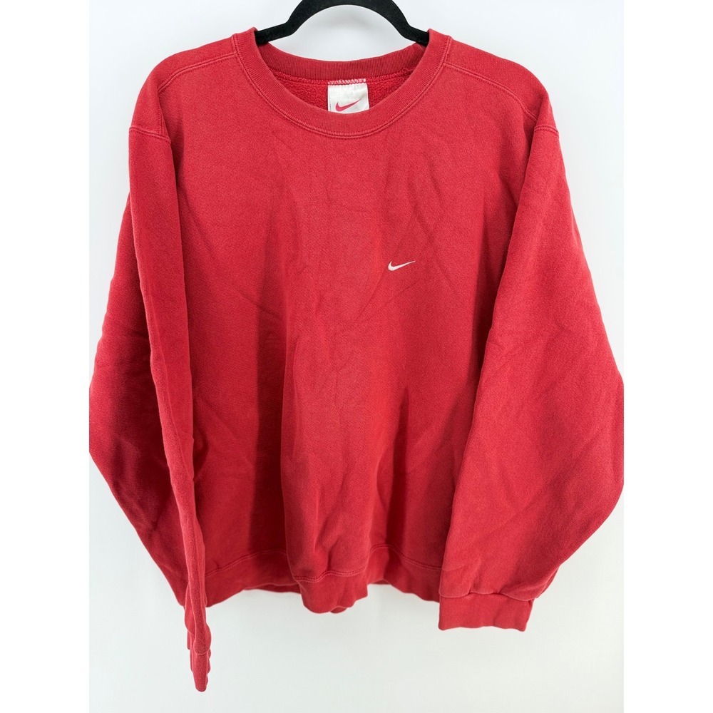 Vintage 90s Nike Sweatshirt Mens M Red Embroidered Swoosh Made USA Crewneck